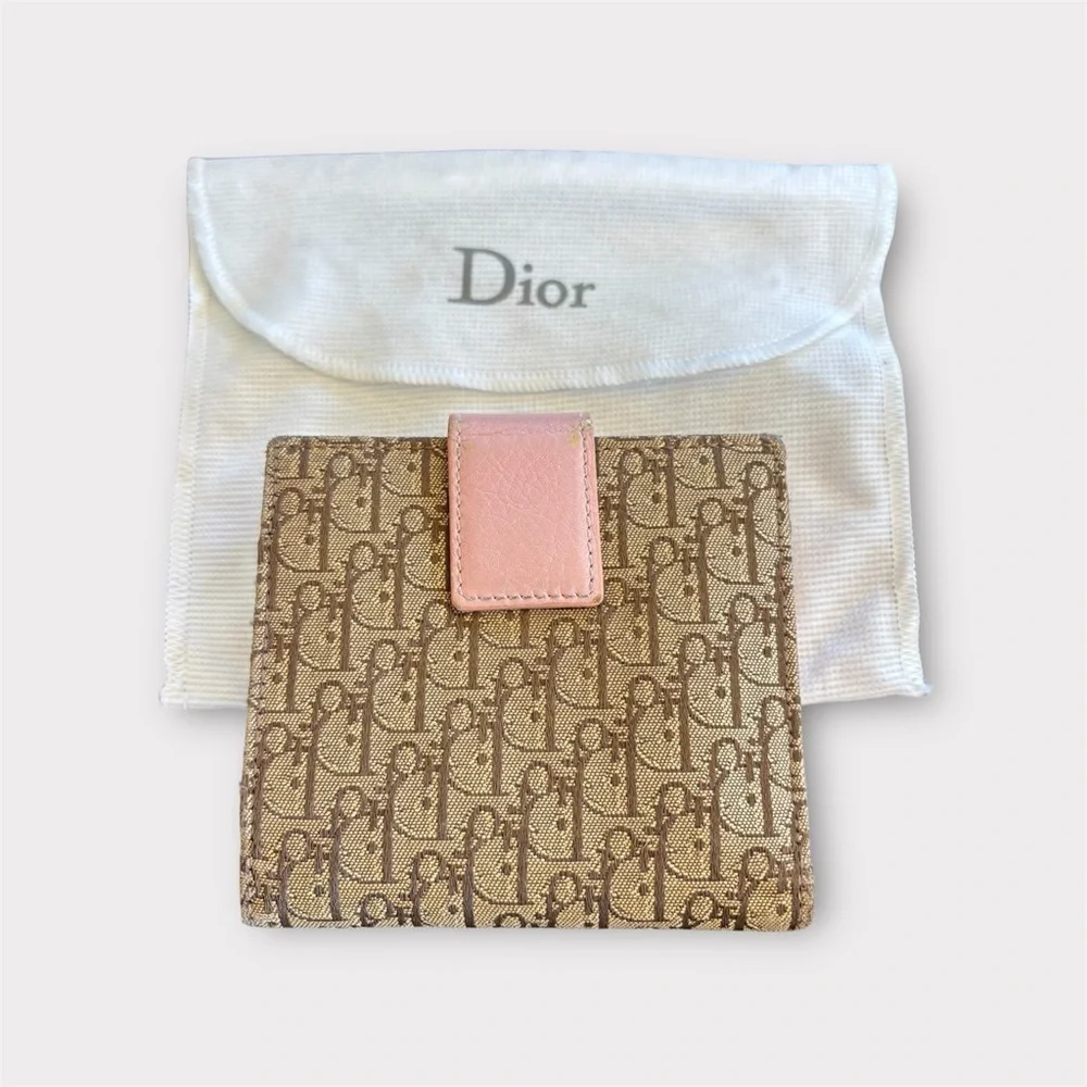 DIOR Oblique Trotter Wallet Pink Trim w/ Box and Card Y2K COA Included